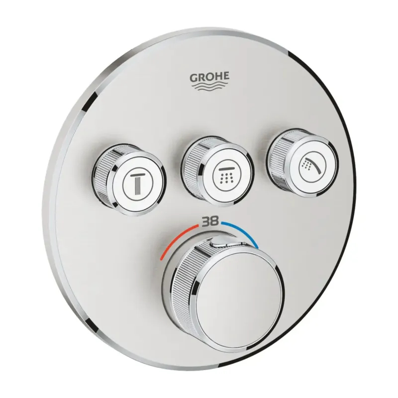 Grohe Grohtherm SmartControl thermostaat met omstel 3-weg rond supersteel Beste Prijs