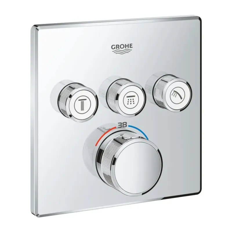 Koop Online Grohe Grohtherm SmartControl thermostaat met omstel 3-weg vierkant chroom