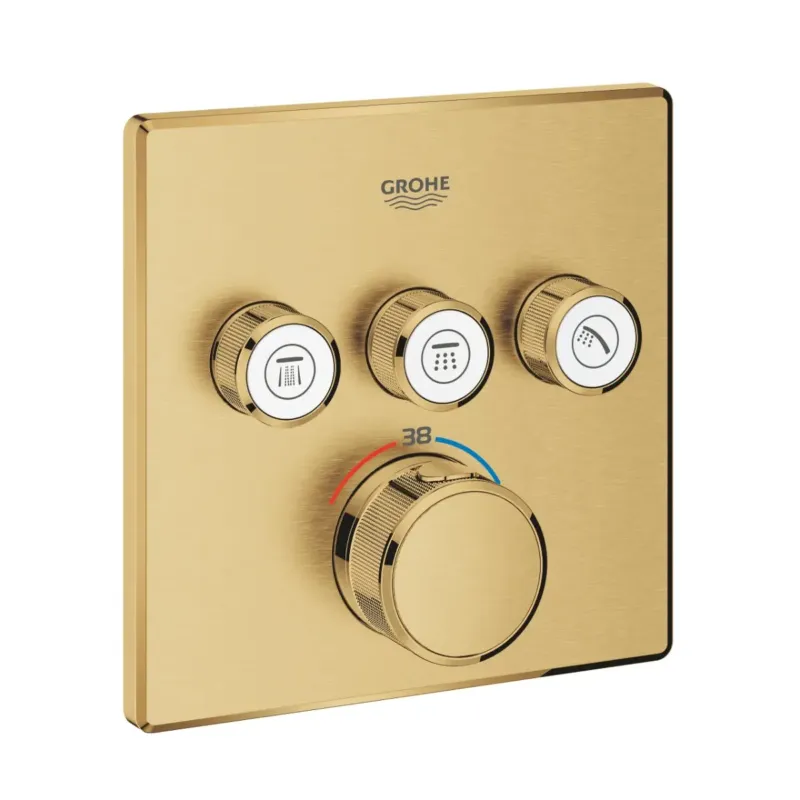 Betaalbaar Grohe Grohtherm SmartControl thermostaat met omstel 3-weg vierkant brushed cool sunrise