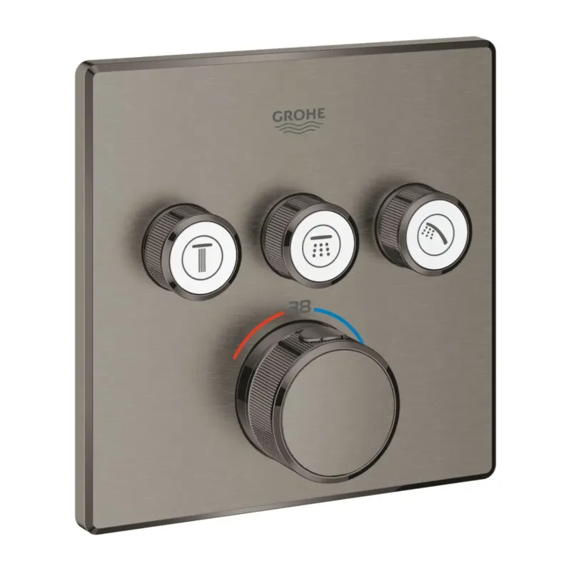 Express Levering Grohe Grohtherm SmartControl thermostaat met omstel 3-weg vierkant brushed hard graphite