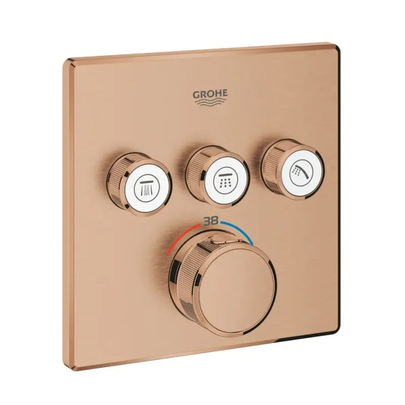 Grohe Grohtherm SmartControl thermostaat met omstel 3-weg vierkant brushed warm sunset Lage Kosten