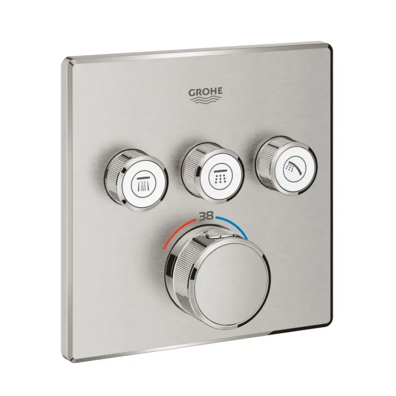 Meest Verkocht Grohe Grohtherm SmartControl thermostaat met omstel 3-weg vierkant supersteel