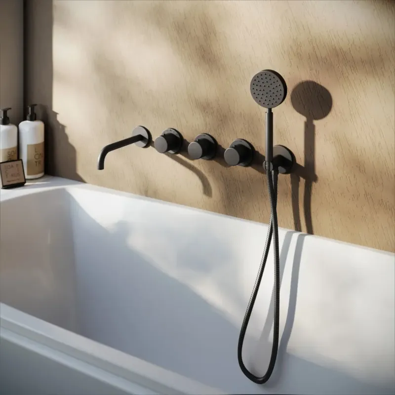Weekendaanbieding Saniclear Plus inbouw badkraan met 20cm uitloop zwart mat