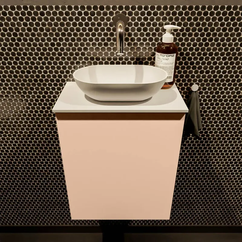 Shop Nu Mondiaz Fowy toiletmeubel 40cm rosee met witte waskom midden zonder kraangat
