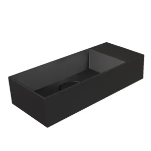 Express Levering Salenzi Spy fontein met clickwaste 45x20cm mat zwart zonder kraangat