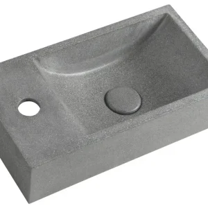 Lage Kosten Sapho Crest fontein 40x22cm zwart graniet links