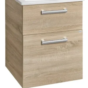 Aanbieding Aqualine Vega badkamermeubel met keramische wastafel 55cm eiken