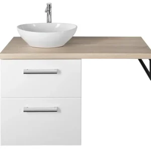 Alleen Vandaag Aqualine Vega 97.5cm badkamermeubel met ovale waskom links wit