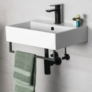 Superprijs Sapho Hang handdoekhouder voor wastafel mat zwart 46cm