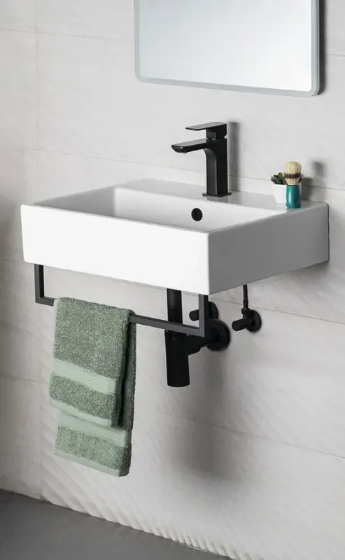 Superprijs Sapho Hang handdoekhouder voor wastafel mat zwart 46cm