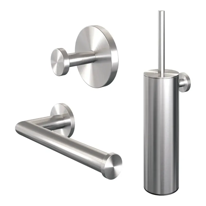 Flitsaanbieding Brauer Brushed Edition set met handdoekhaak, toiletrolhouder en toiletborstelset RVS geborsteld PVD