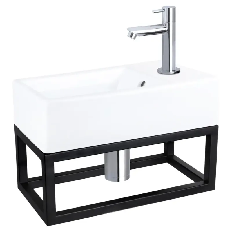 Actieprijs Differnz Force fonteinset keramiek met frame en rechte kraan chroom