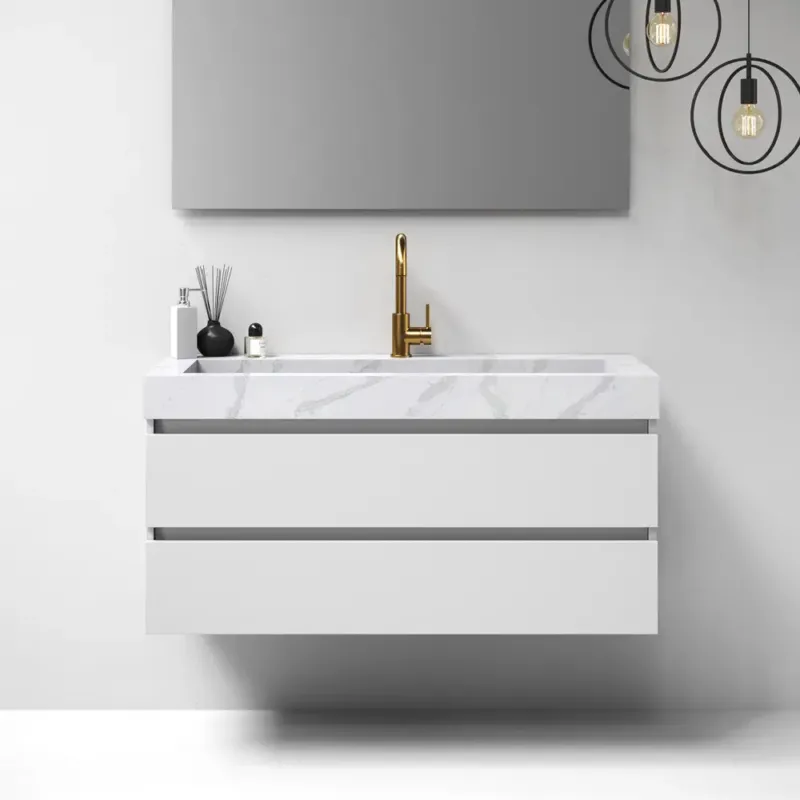 Bestseller Brauer Nature badmeubel 120cm mat wit met wastafel Artificial Marble Calacatta Gold enkele wasbak 1 kraangat
