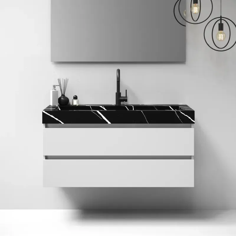 Bestseller Brauer Nature badmeubel 120cm mat wit met wastafel Artificial Marble Nero Marquina enkele wasbak 1 kraangat