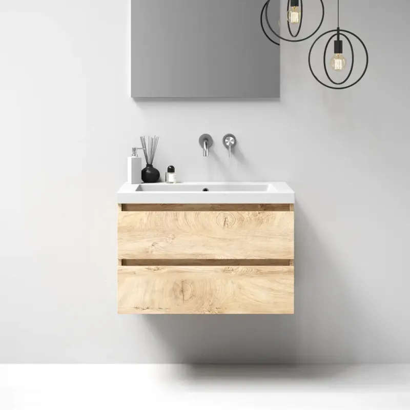 Koopje Brauer Nature badmeubel 80cm forest wheat met wastafel Solar glans wit geen kraangaten