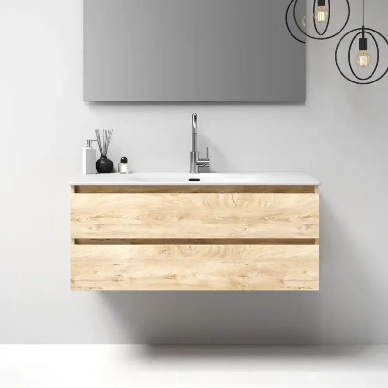Brauer Nature badmeubel 120cm forest wheat met wastafel Glacier glans wit enkele wasbak 1 kraangat Snelle Levering