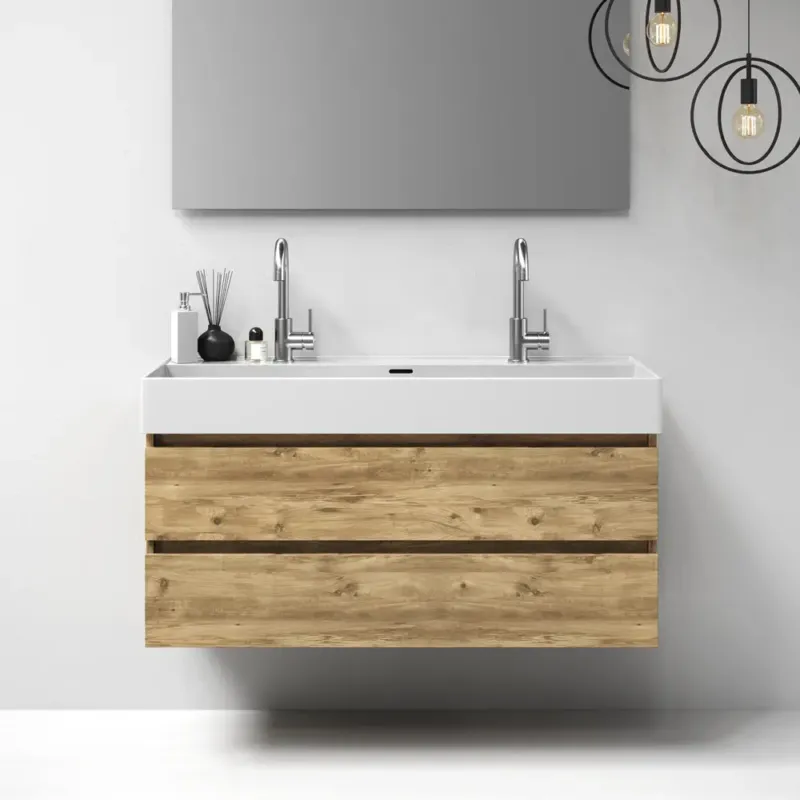 Brauer Nature badmeubel 120cm chateau met wastafel Lunar glans wit enkele wasbak 2 kraangaten Koop Vandaag