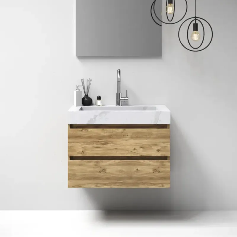 Brauer Nature badmeubel 80cm chateau met wastafel Artificial Marble Calacatta Gold 1 kraangat Beperkte Voorraad