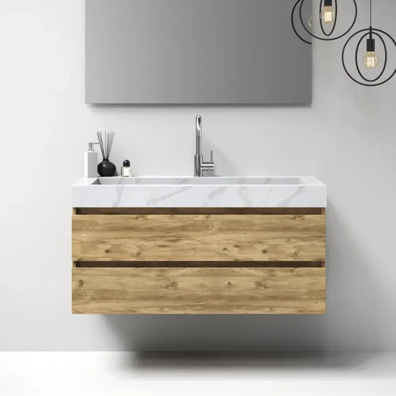 Brauer Nature badmeubel 120cm chateau met wastafel Artificial Marble Calacatta Gold enkele wasbak 1 kraangat Shop Nu