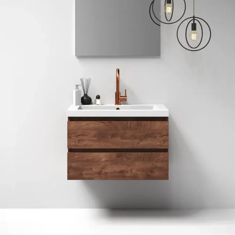 Alleen Vandaag Brauer Nature badmeubel 80cm forest cacao met wastafel Solar glans wit 1 kraangat