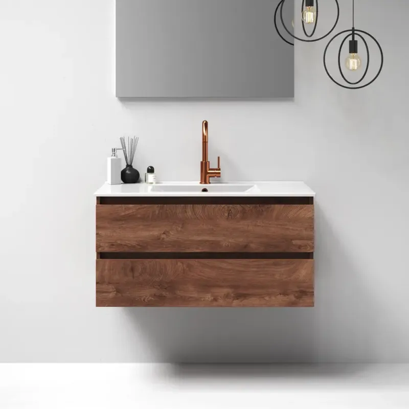 Brauer Nature badmeubel 100cm forest cacao met wastafel Frost glans wit 1 kraangat Koop Online