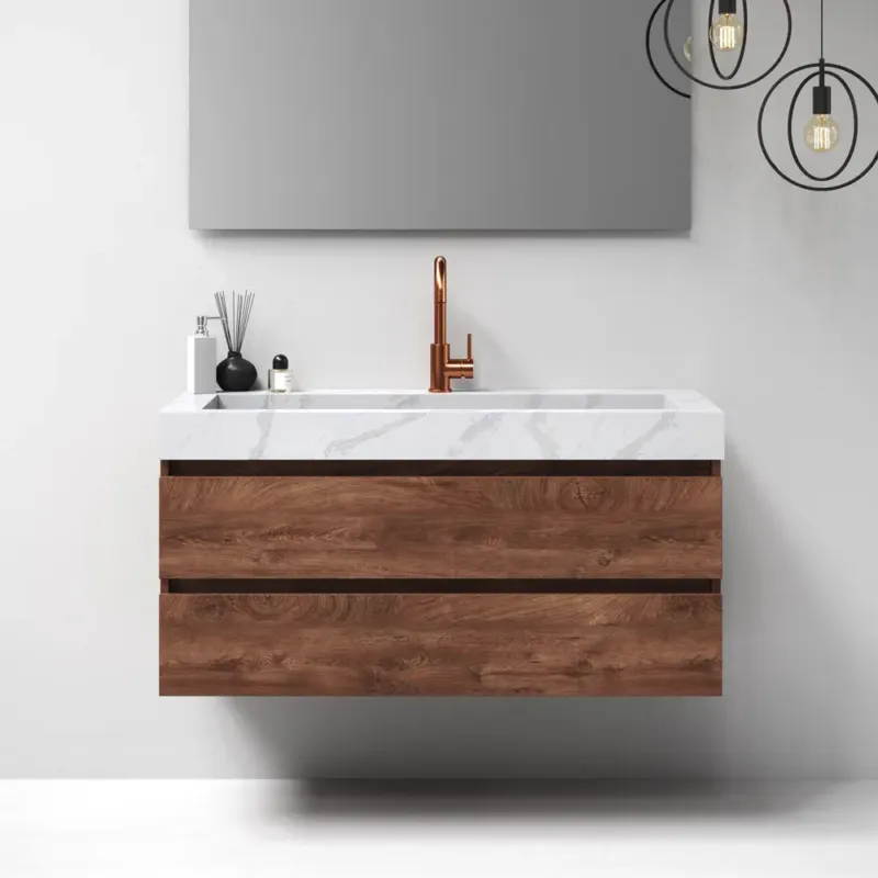 Koop Online Brauer Nature badmeubel 120cm forest cacao met wastafel Artificial Marble Calacatta Gold enkele wasbak 1 kraangat