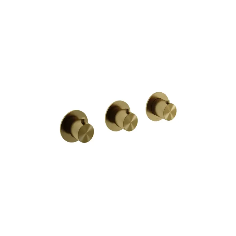 Hotbath Archie afbouwdeel thermostaatkraan met 2 stopkranen messing geborsteld PVD Premium