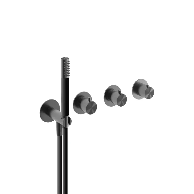 Hotbath Archie afbouwdeel inbouw thermostaatkraan met 2 stopkranen gunmetal geborsteld PVD Weekendaanbieding