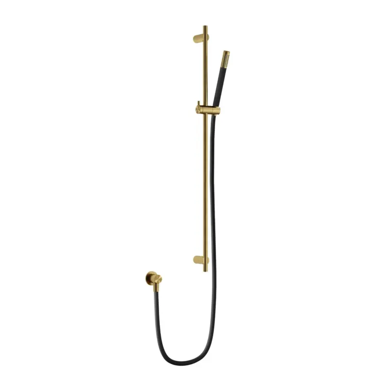 Uitverkoop Hotbath Archie glijstang 90cm met wanduitlaat, doucheslang en handdouche messing geborsteld PVD
