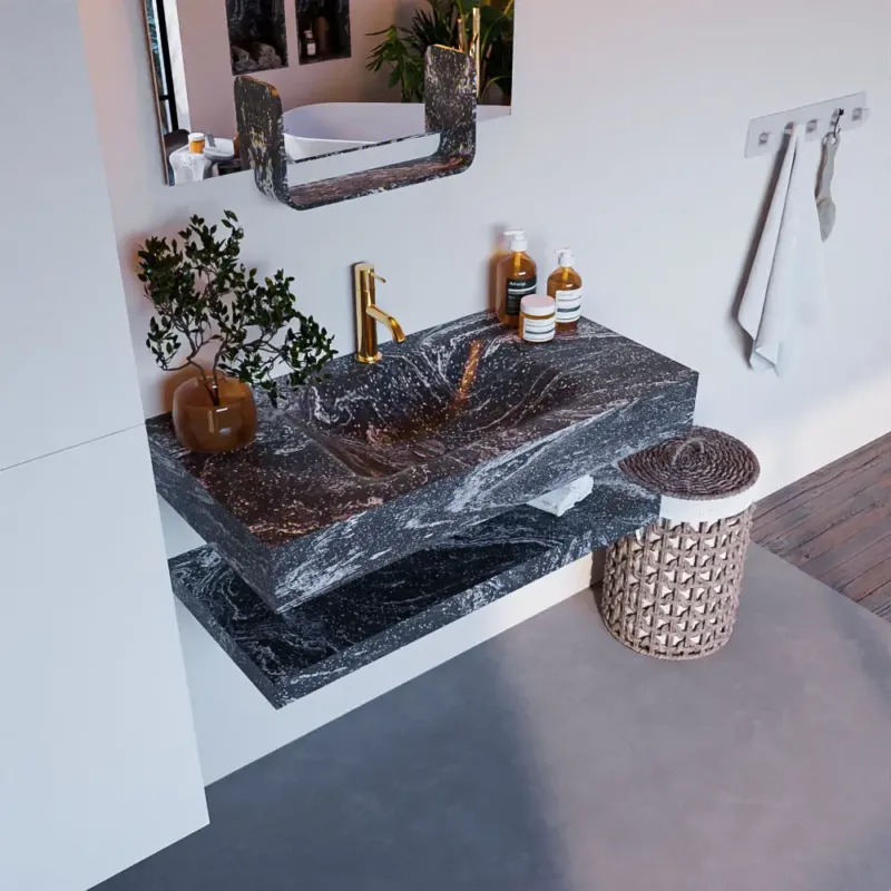 Nu Kopen Mondiaz Alan DLux planchet 90cm met wastafel midden 1 kraangat lava