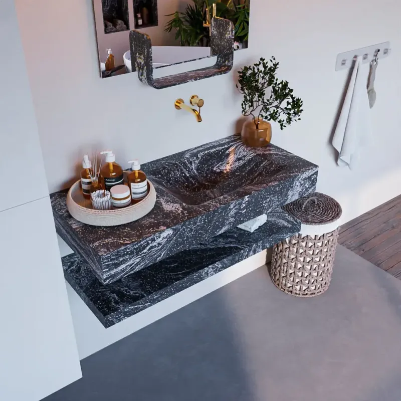 Nieuw Mondiaz Alan DLux planchet 100cm met wastafel rechts zonder kraangat lava