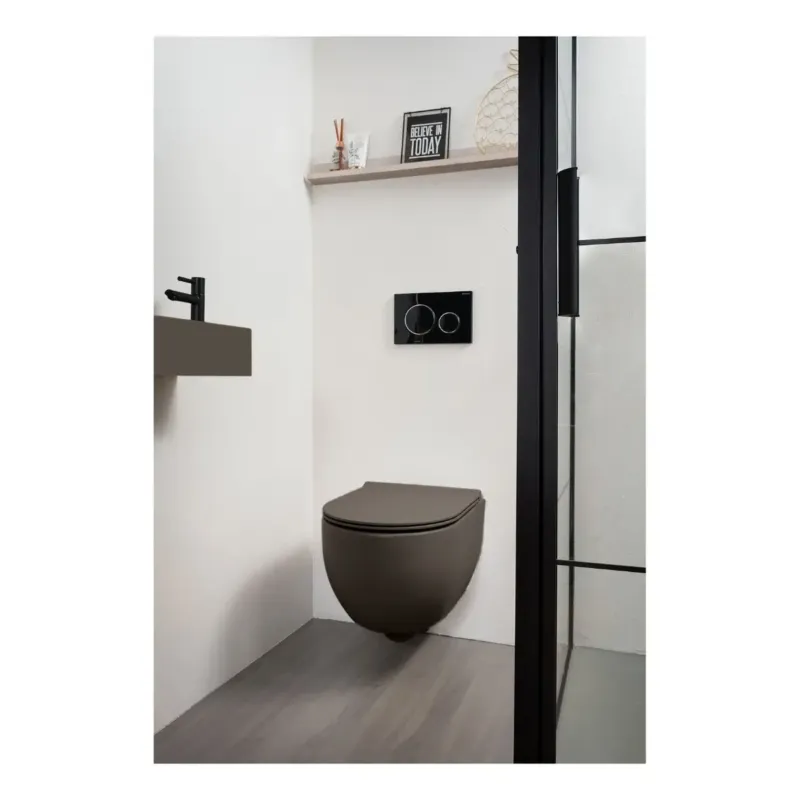 Populair Xenz Gio randloos toilet 52cm met vortexspoeling en zitting coffee mat