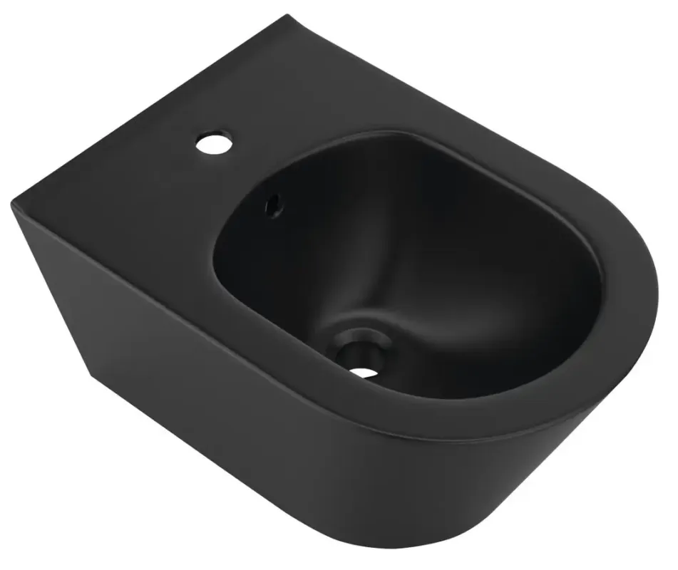 Veilige Betaling Sapho Avva wandbidet met overloop en kraangat 35.5x53cm zwart mat