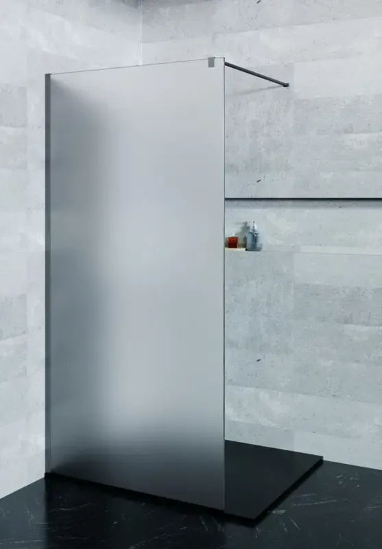 Aanbieding Saniclear Blurred douchewand matglas 120x200cm gunmetal profiel